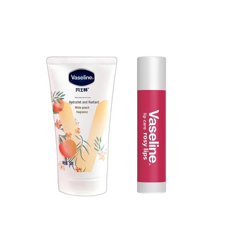 Vaseline White Peach Hand Cream & Rosebud Lip Balm Duo