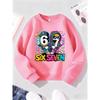Kids Unisex Sweatshirt, Hip Hop Cartoon Number 6 7  Music Note Print Pullover, Boys Girls Long Sleeve Birthday Sweatshirt For Kids Over 4 Years Old