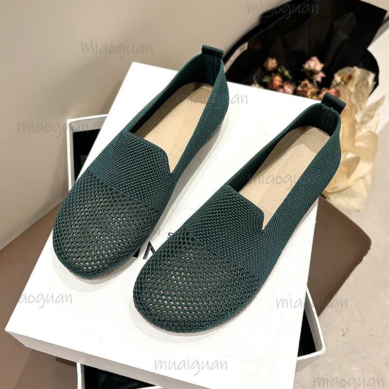 Fashion Women's Summer Casual Loafers Breathable Hollow Out Beijing Cloth Shoes Soft Sole Anti-Slip Slip-On Flat Shoes Zapatos De Mujer