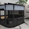 Foldable Dog Pen with Storage Bag for Indoor/Outdoor Use, Portable Pet Playpen, with Ground Stakes - Grey