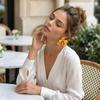 Silver Needle Flower Stud Earrings Epoxy Resin Vacation Style Earrings  Women