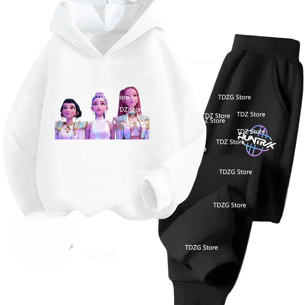 Hot Movie KPop Witch Hunter Group Fleece Hooded Children's Set Hoodies+Pants Suit Fashion Boy Girl Sport Tracksuit Autumn Winter