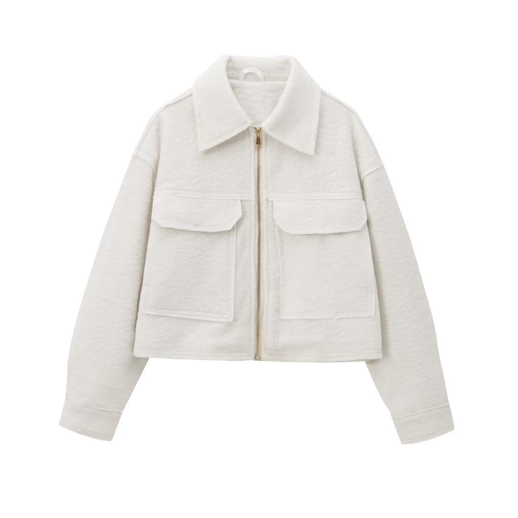 Autumn new women's clothing, European and American French design beaded leather tweed short jacket