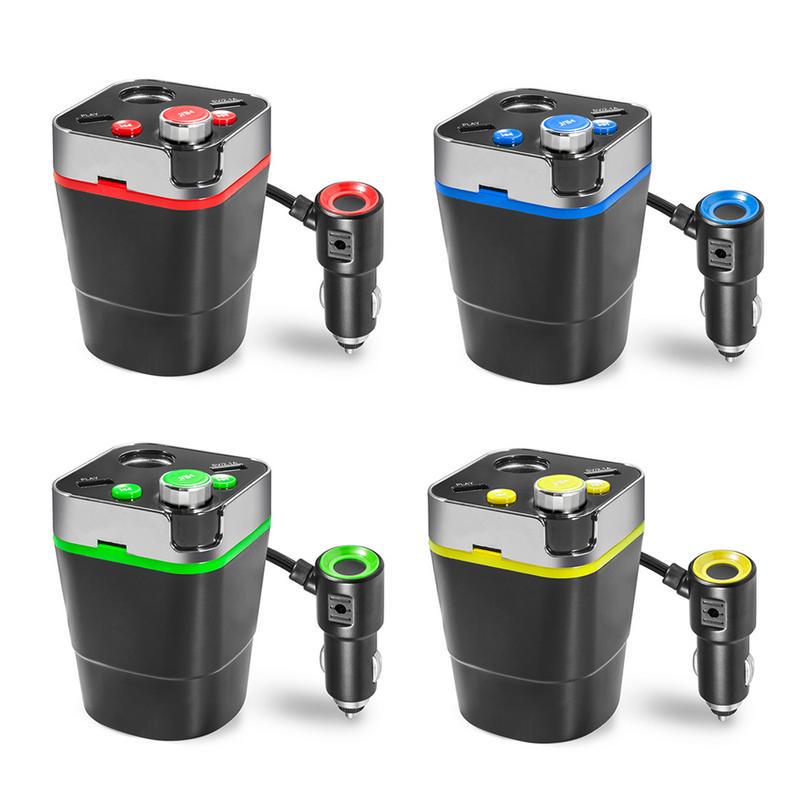Car Charger Bluetooth Lighter Adapter Splitter Extender Cup Holder with