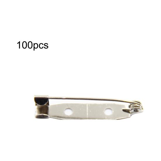 100Pcs Practical Alloy Brooch Bar Backs Safety Pins with Holes for