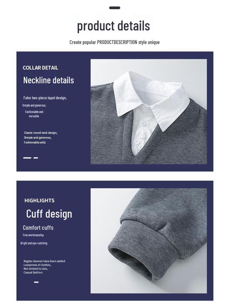2025 Boys' Spring & Autumn Two-Piece Set - Fashionable Shirt Collar & Knitted Design