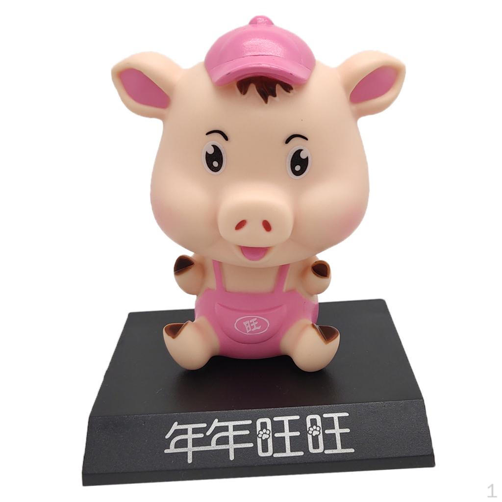 

Cute Bobblehead Pig Figure Doll for Car Dancer Decaration розовый
