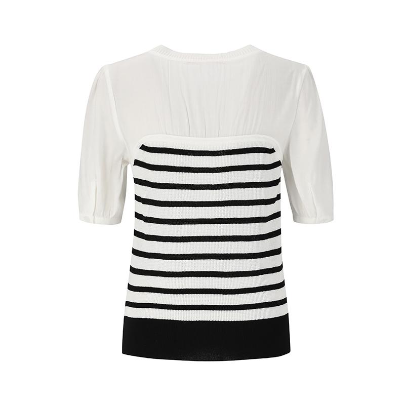 SOUP Woven Contrast Short Sleeve Knit (Sz5Sk33)