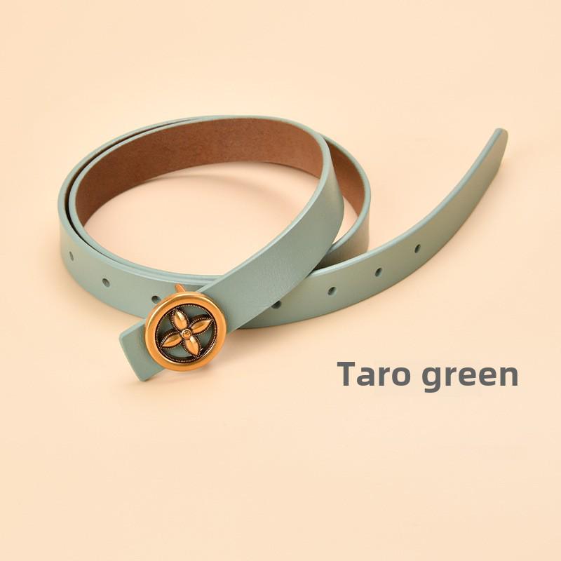 Damen Echt Rindsleder Dekogürtel mit runder Schnalle - Allround-Design für Jeans und Taillenformung