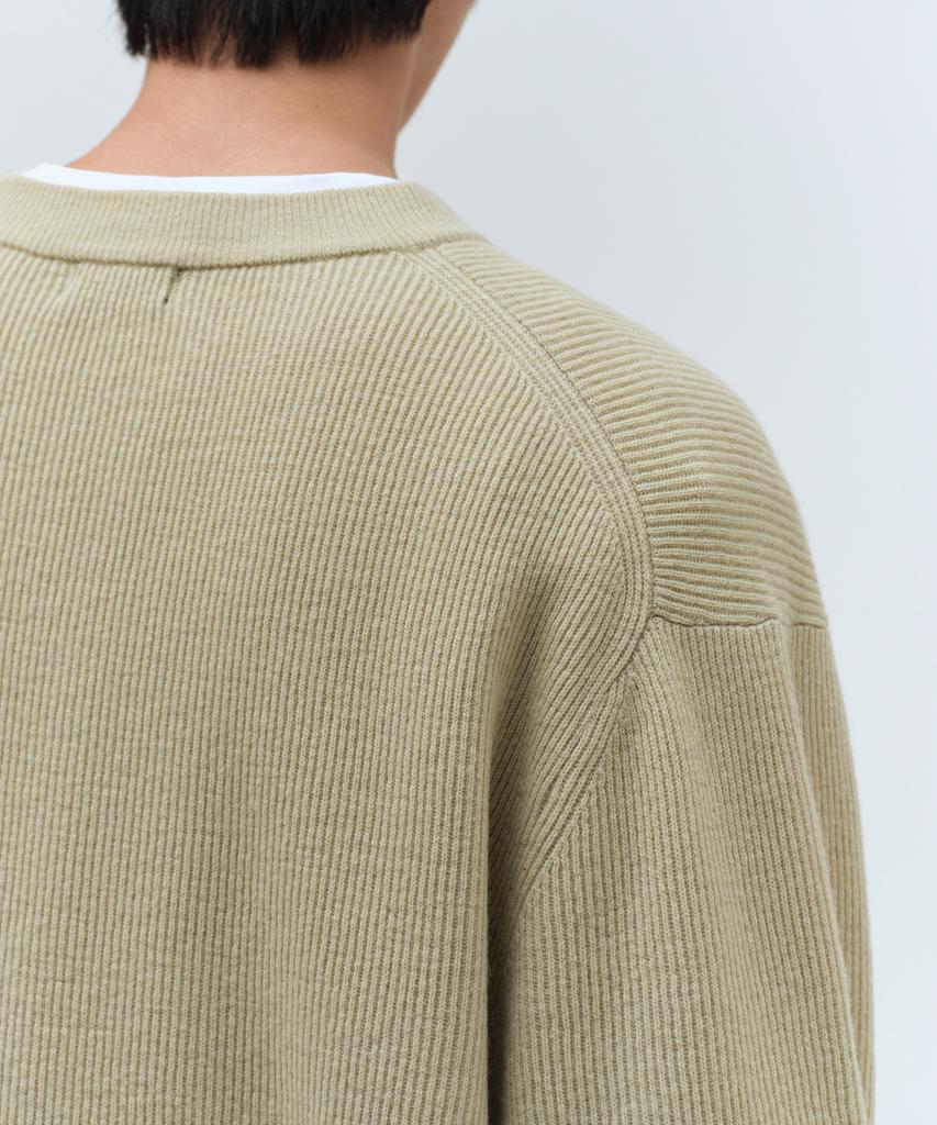 Musinsa Standard [Victoria Wool] Minimal Ribbed V-Neck Knit [Mint Gray]
