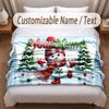 Christmas Theme Soft Blanket Personalized Custom Name Text Print Warm Blanket Home Sofa Bedroom Decor