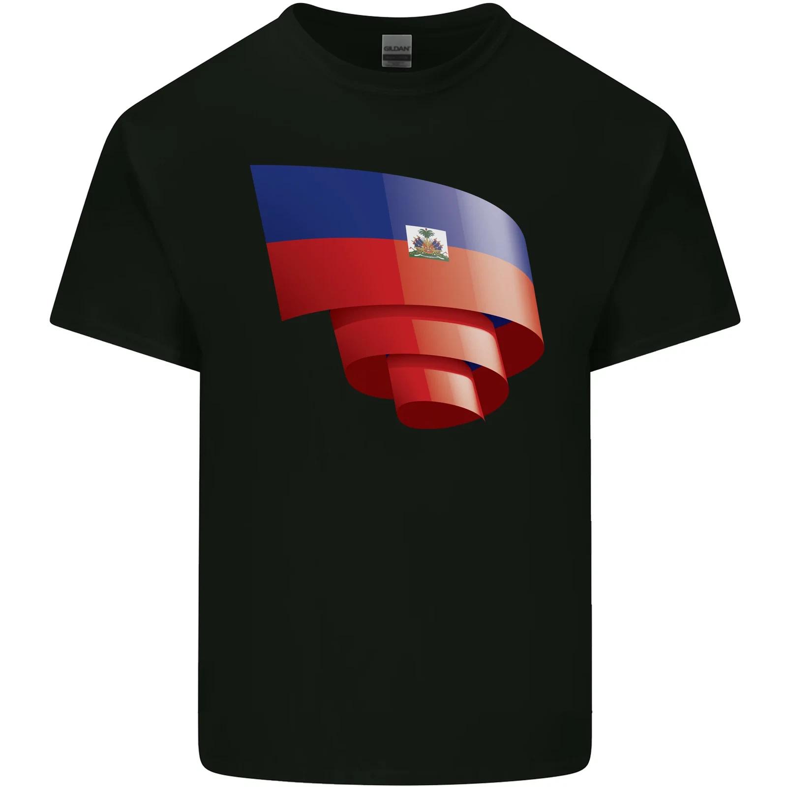 Curled Haiti Flag Haitian Day Football Kids T-Shirt Childrens L