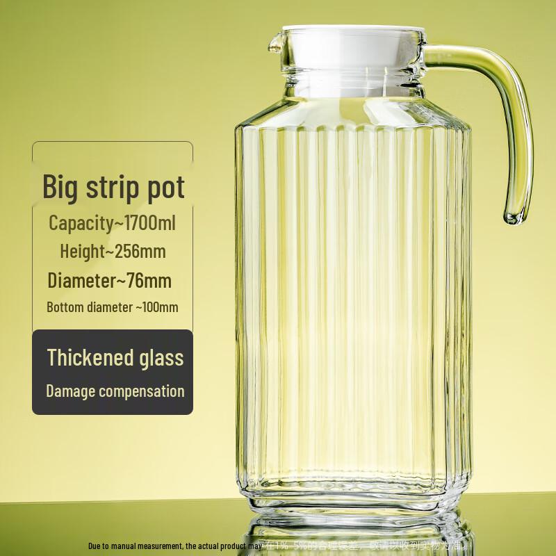 Huazao Baijia 1700ml Striped Glass Pitcher