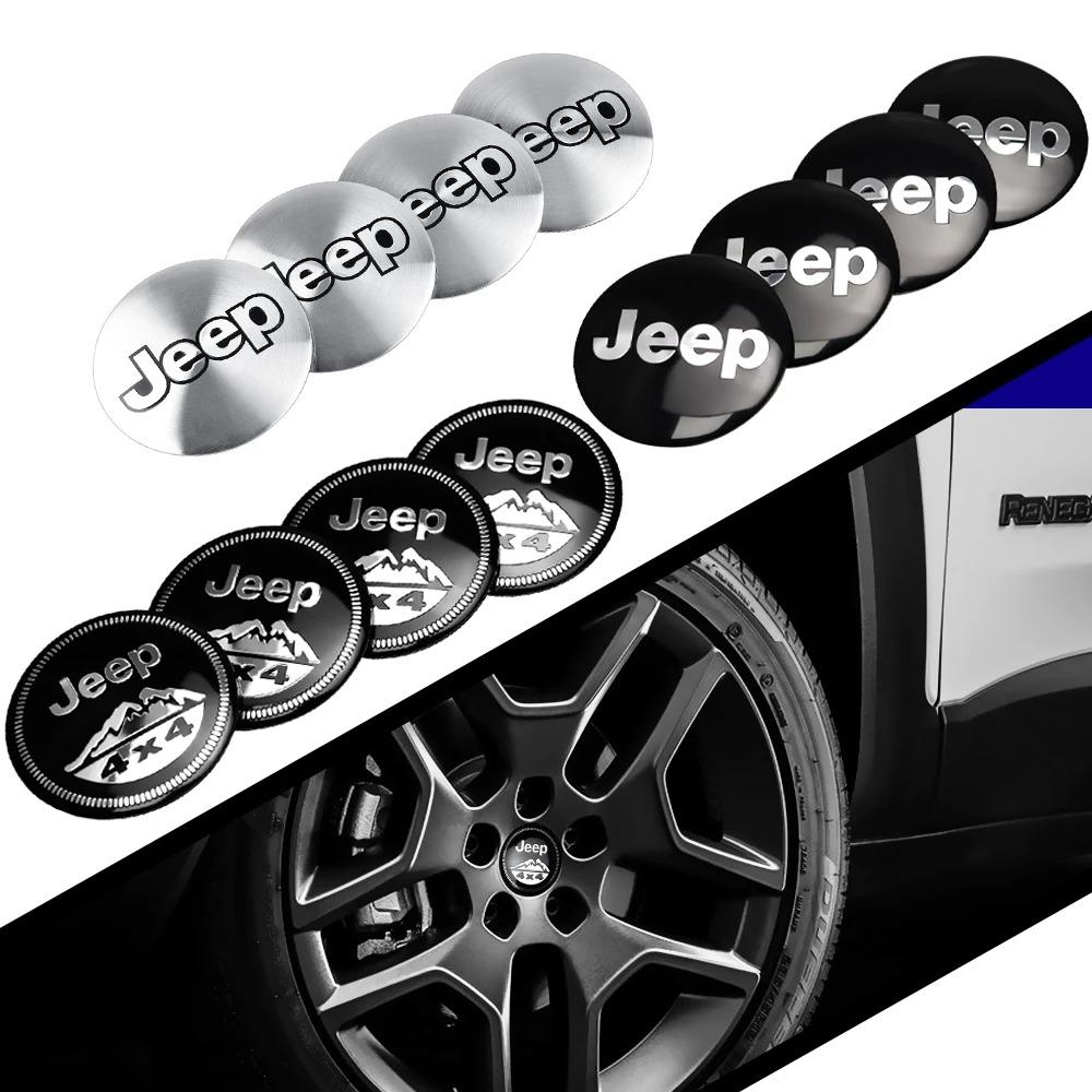 4 Pieces 56MM Car Hub Caps Tire Center Badge Covers for Jeep Wrangler JK Compass Grand Cherokee Gladiat Renegade JPB AMV1