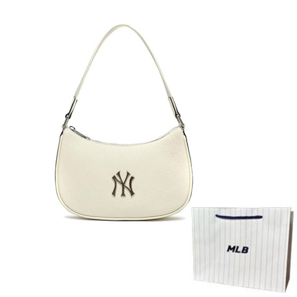 New MLB Embo Monogram New York Yankees Hobo Bag White 3ABQS022N-50CRS