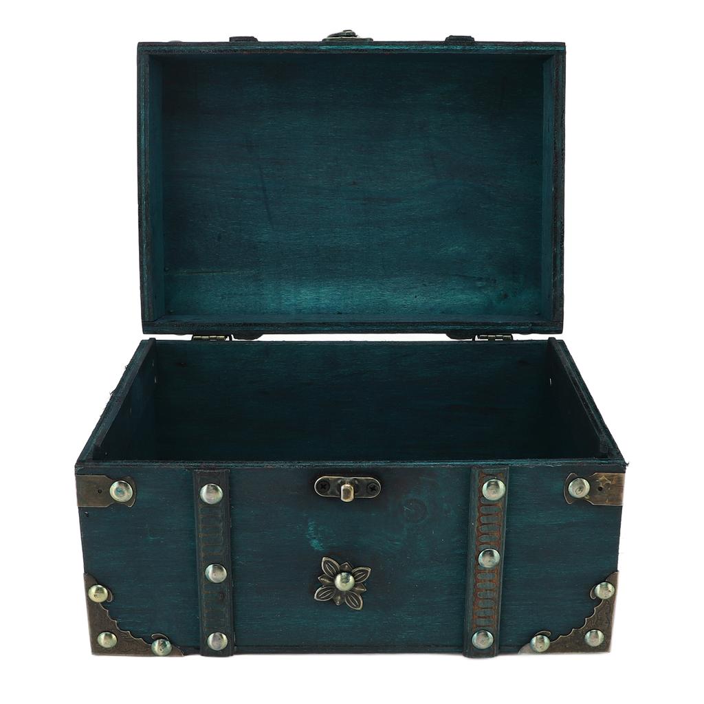 Vintage Treasure Chest Box Wooden Retro Jewelry Storage Box Decorative Treasure Chest for Home