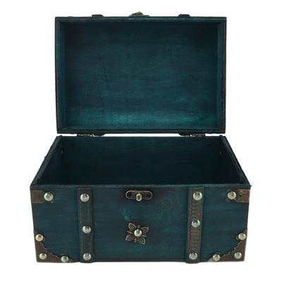 Vintage Treasure Chest Box Wooden Retro Jewelry Storage Box Decorative Treasure Chest for Home
