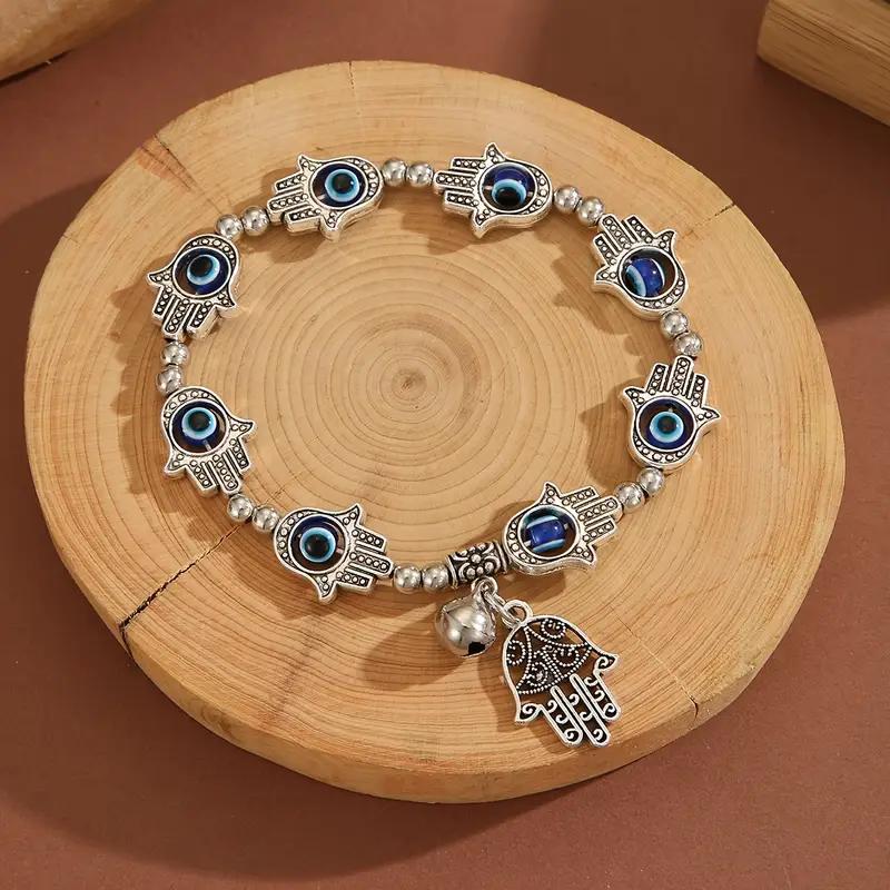 

Уникальный и ретро женский модный повседневный браслет «Рука Фатимы», подходящий для повседневной носки и украшения 17cm синий