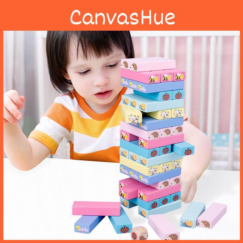 Wooden Toy Stacking Cartoon Animals Printing Kids Educational Interactive Game
