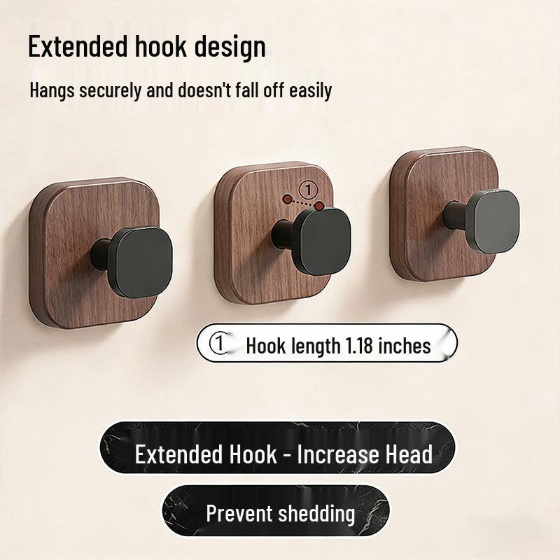 Walnut Grain No-Drill Suction Cup Hook for Kitchen & Home