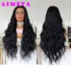 AIMEYA Platinum Blonde Lace Front Wigs for Women Long Natural Wave Synthetic Hair  Heat Resistant Fiber Hair Free Part