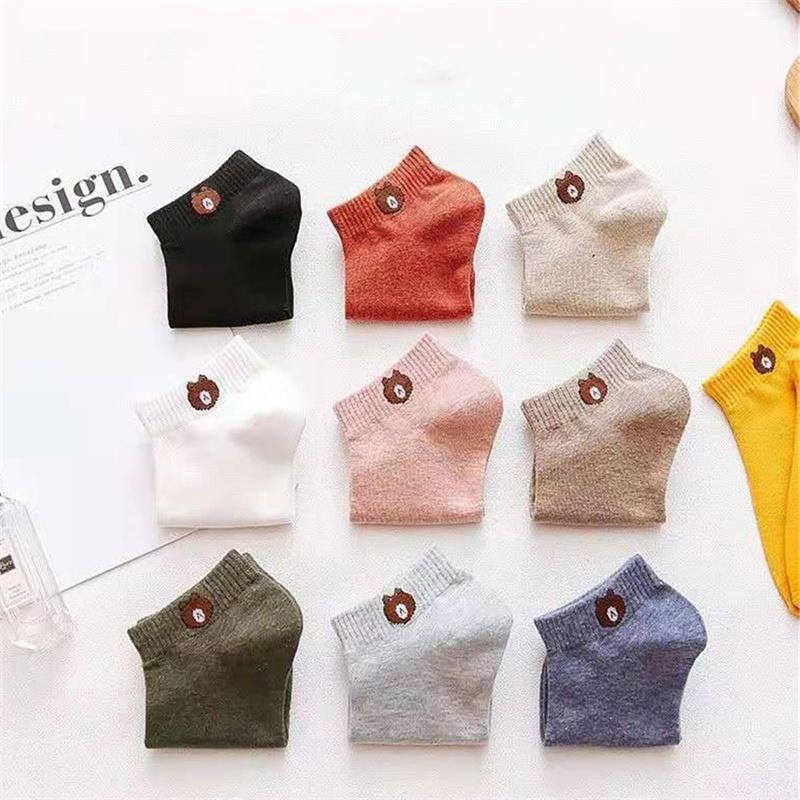 5/10 Pairs Winter Women Socks Bear Breathable Keep Warm Floor Anti-Skid Socks