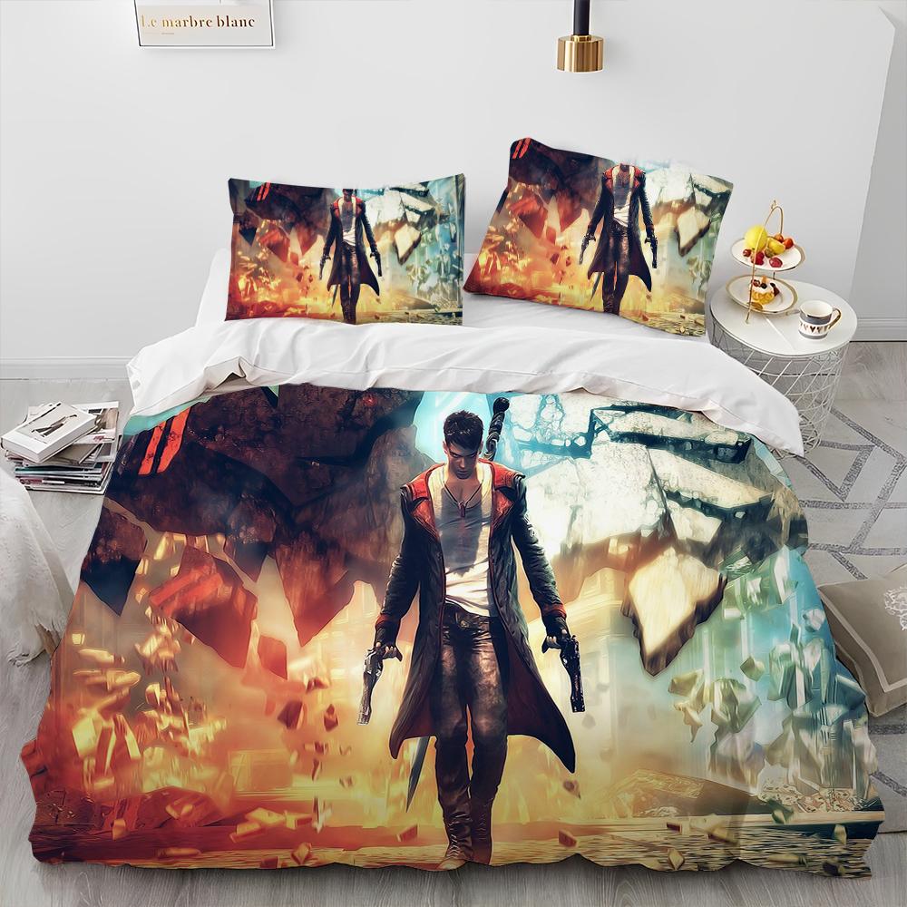 D-Devil May Cry DMC Game Gamer Comforter Bedding Set,Duvet Cover Bed Set Quilt Cover Pillowcase,king Queen Size Bedding Set Kid
