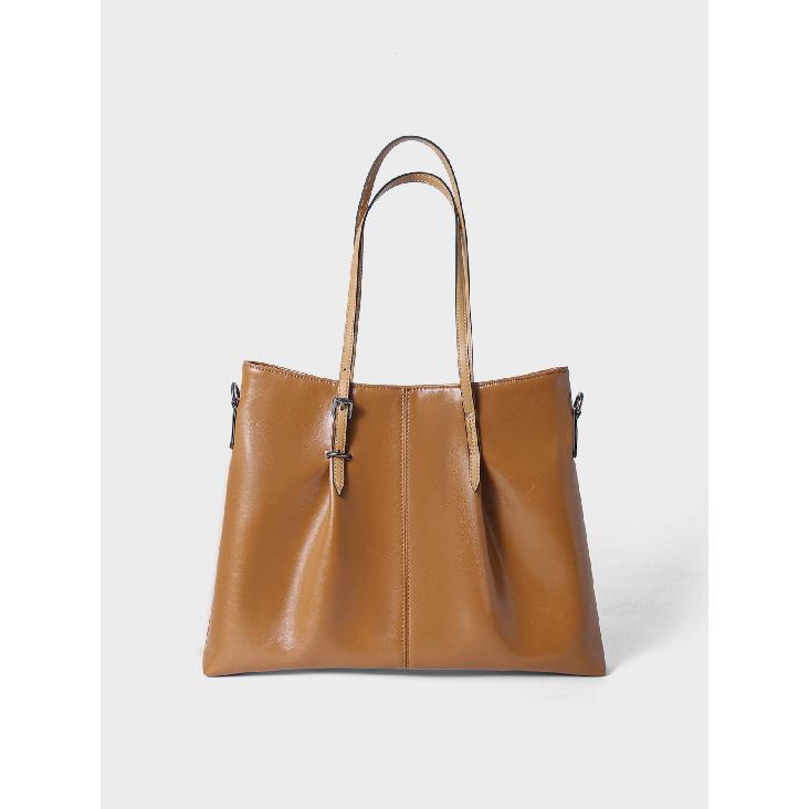 Genuine Leather Women's Bag for Work Commute, Niche Style Handbag, Color-Block Design, High-End Feel, Large Capacity, Single Shoulder Crossbody Tote