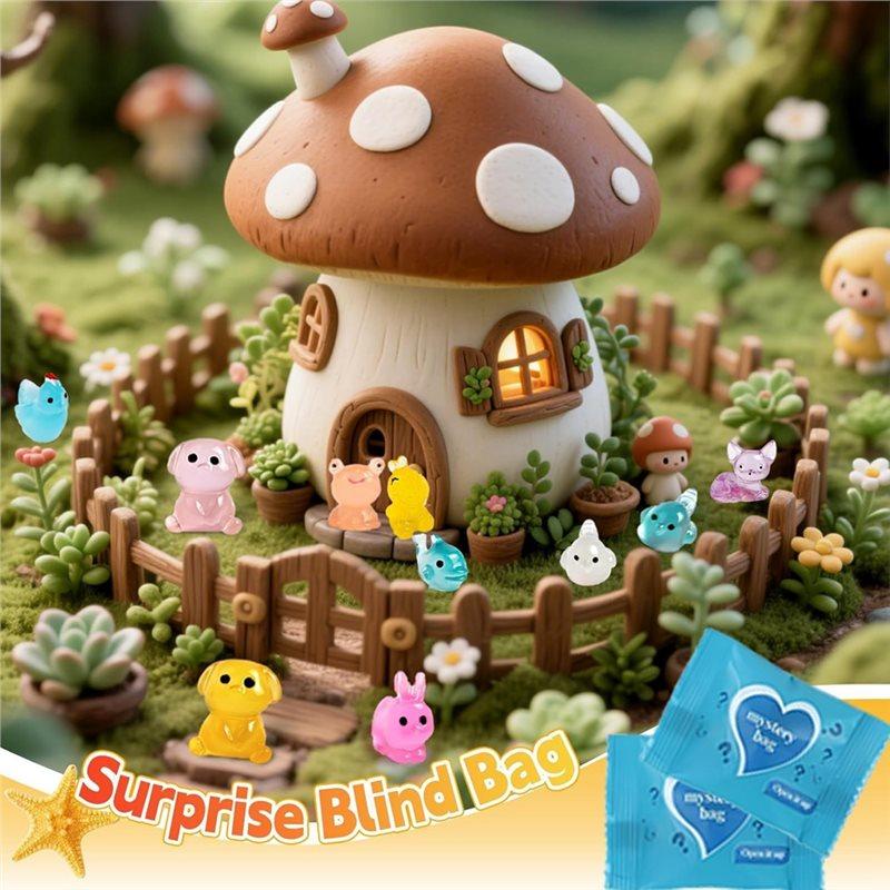 Mini Resin Models Glow In The Dark Animal 100Pcs For Fairy Garden Accessory Set-Mystery Blind Bag