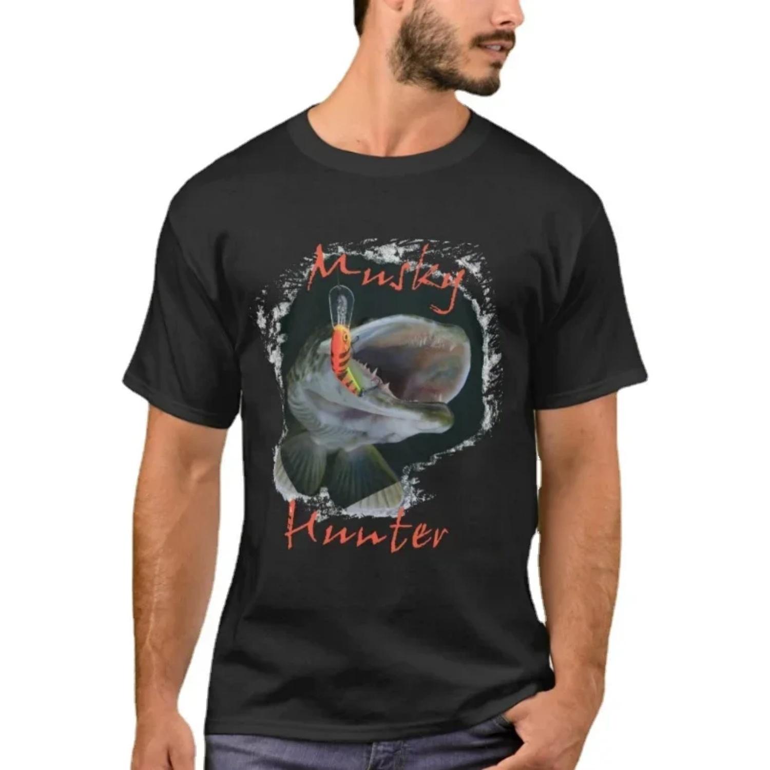 

Musky Hunter Novelty Fisherman Angler Gift T-Shirt New 100% Cotton O-Neck Summer Short Sleeve Casual Mens T-shirt Size S-3XL S чёрный