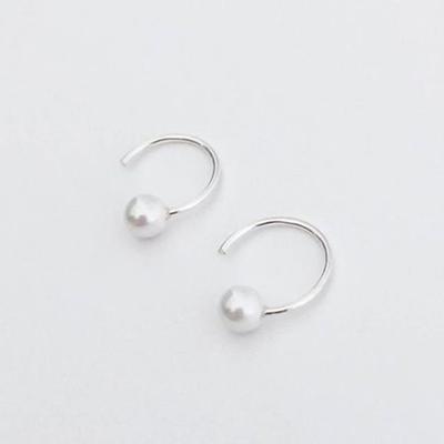 (Silver925) Round Pearl Earring (We934B1)