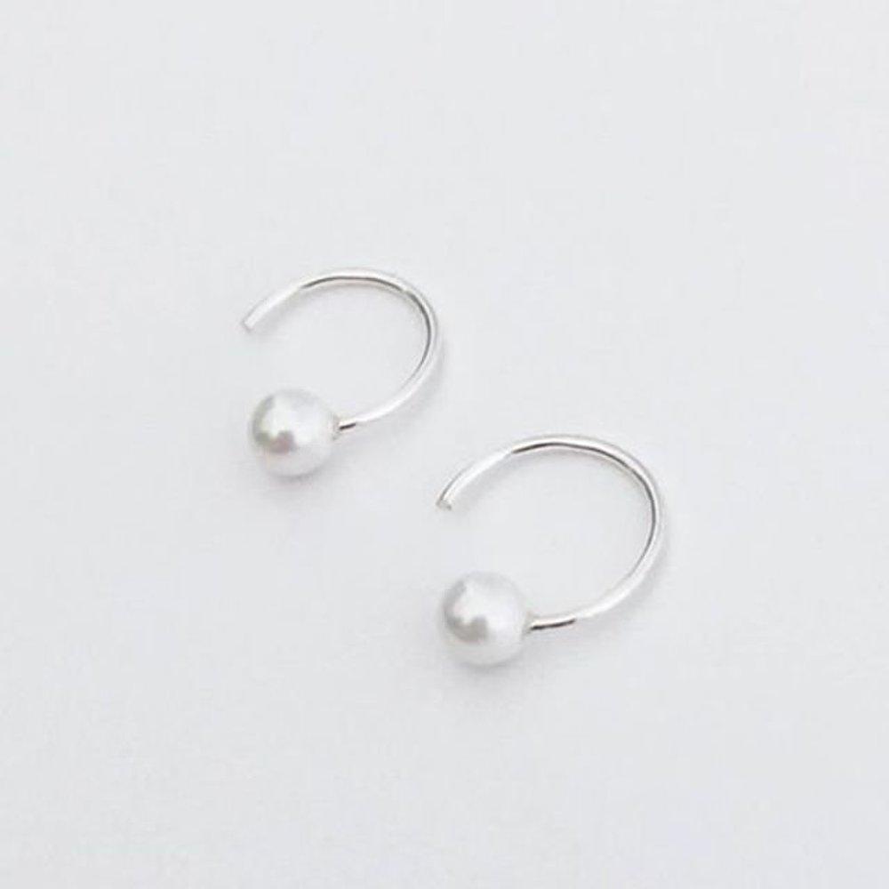 (Silver925) Round Pearl Earring (We934B1)