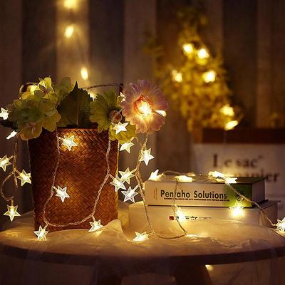 LED-Lichterkette, Sternen-Feengirlande, warmweiß, Lichterkette für Neujahr, Weihnachten, Hochzeit, Zuhause, Innenbereich, Party-Dekoration, Geschenk für Frauen