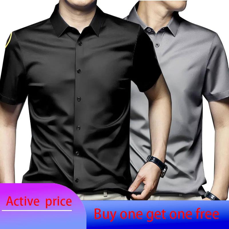 6XL Men's Short Sleeve Shirt Summer New Style Ice Silk Ice Feeling High Quality Large Size No Iron Business and Leisure