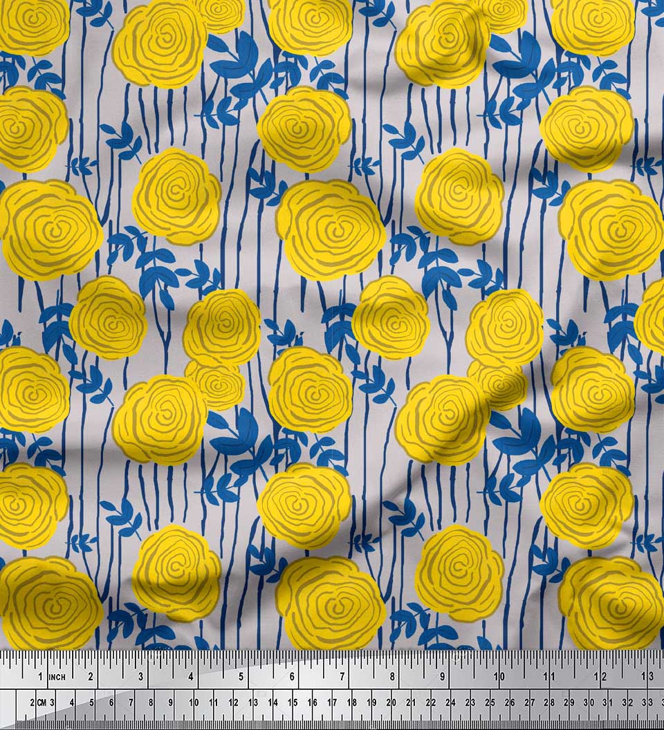 

Тканина для рукоділля Soimoi Purple, Японія, креп-сатин, смужка, листя та квіти, намальована вручну тканина для рукоділля на метри 42 дюйми 42 Inch Wide - Poly Crepe світло-сірого кольору