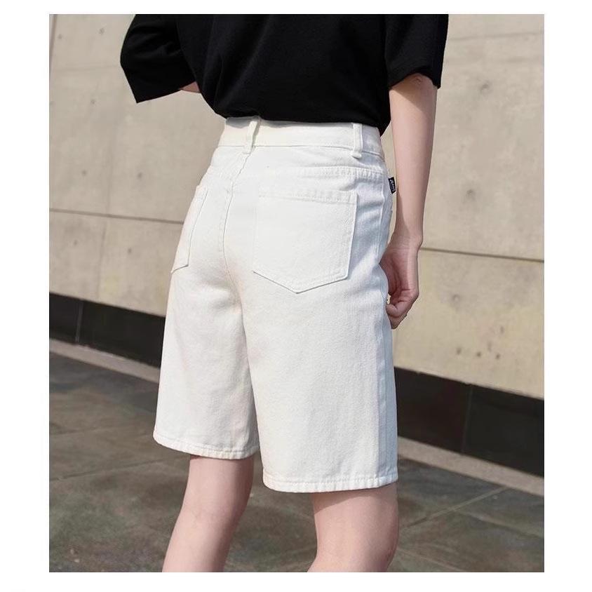 Influencer Style High-Waisted Women's Denim Shorts – Flaw-Hiding, Tummy Control, Taller & Slimmer Look, Summer Loose Straight Leg Design