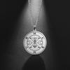LIKGREAT Lesser Key of King Solomon Occult Sigil 72 Demon Charm Medalion Necklace for Men Women Stainless Steel Magic Talisman