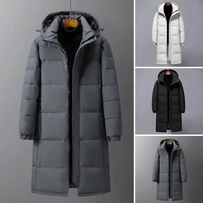 Uomo Donna Giacca di Cotone Cappuccio Coulisse Manica Lunga Caldo Piumino Tinta Unita Lunghezza Media Spesso Trapuntato Outwear