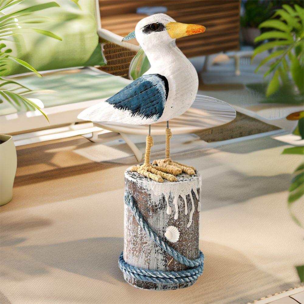 Mediterranean Style Wooden Seagull Craft Vintage Seagull Model Seabird Ornament  Children's Room