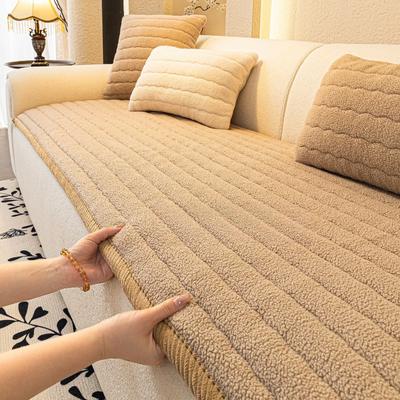 Einfarbige Warme Fleece-Sofahülle Gerade Reihe Einteiliges Sofakissen Winter Verdickt Rutschfeste Couchmatten Fensterbankkissen