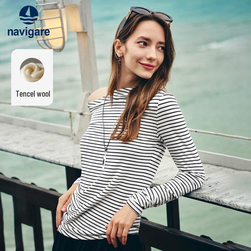 Navigare Women s Striped Off-Shoulder Long-Sleeve T-Shirt XL