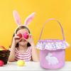 Reusable Fabric Easters Bucket Rabbit Print Decorative Bin Eggs Hunt Organizers Basket For Treats Storage Holiday Gifts