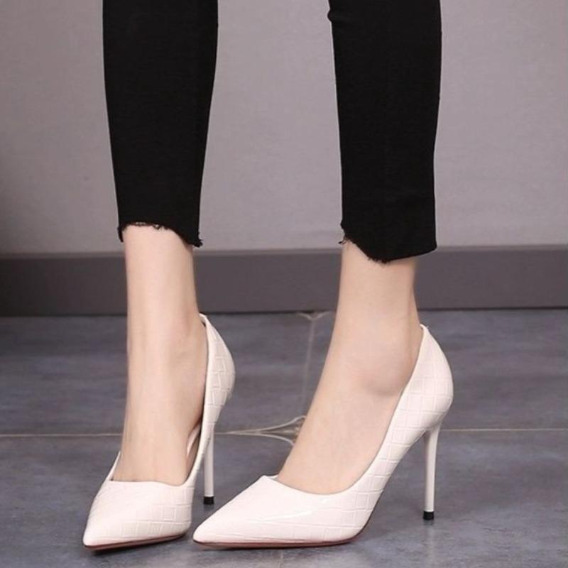 Vysoké podpatky Podzimní Nové Temperamentní Špičatá Špička Mělký Okraj Noha Protiskluzové Odolné proti Opotřebení Tenký Podpatek Jednoduché Boty