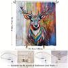 Majestic Deer Shower Curtain - Kaleidoscopic Antlers, Colorful Swirling Fur, Abstract Nature Fantasy, Polyester Bathroom Decor
