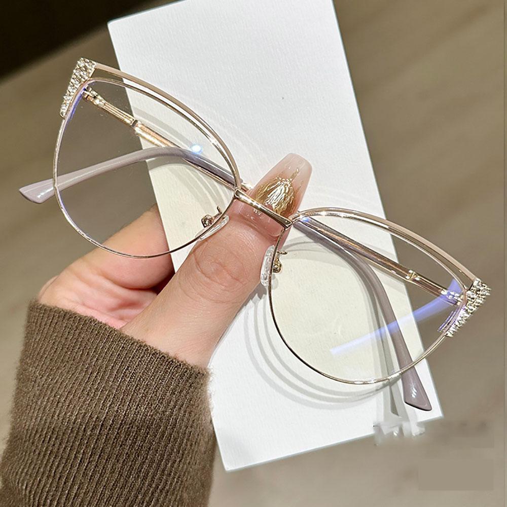 Fashion Glasses For Women Comfortable Studded Eyeglass Frame Eye Anti Blue Light Glasses Metal Metal Eyeglass Frame