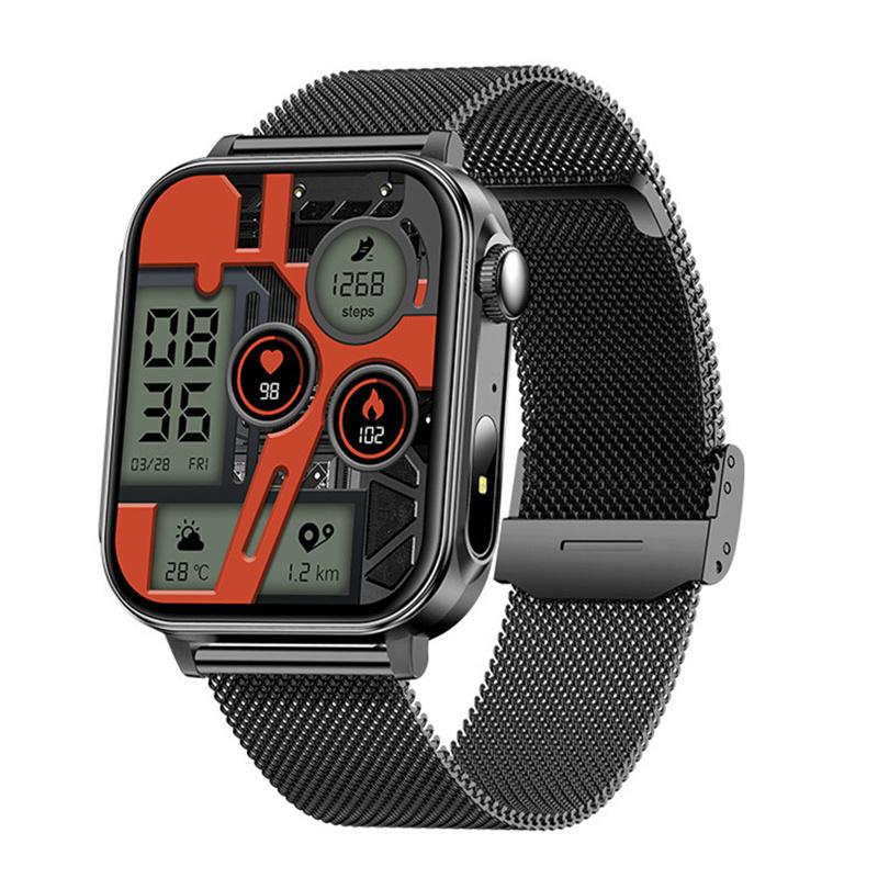 V96 Smart Watch Type-C Fast Charging BT Calling Health Monitor Strong LED Light Flashlight Men Outdoor Sports Fitness Smartwatch