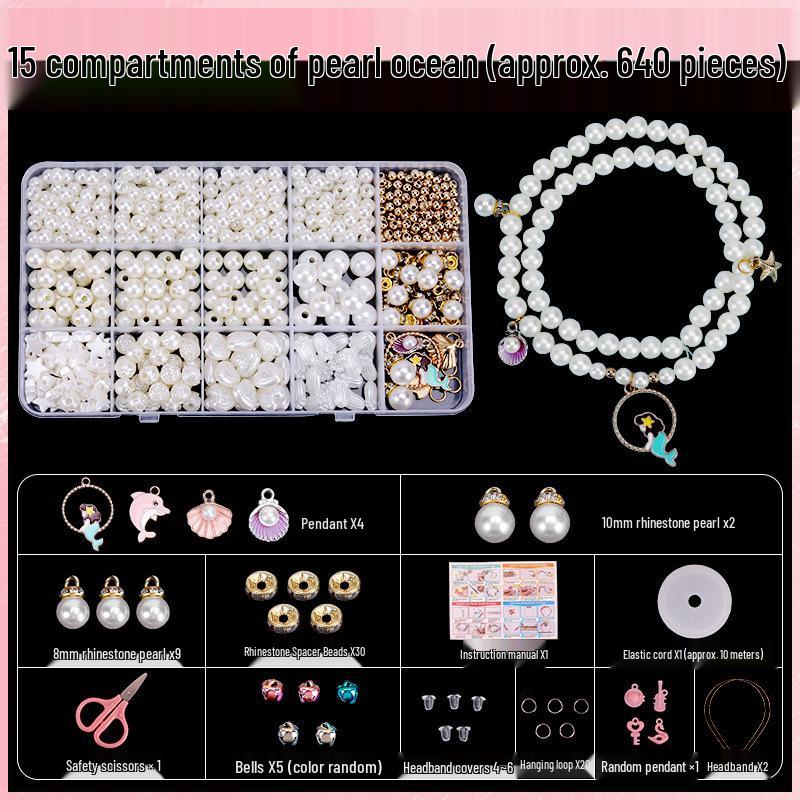 DIY Handmade Beading Kit: Pearl Bracelets and Necklace Accessories for Girls