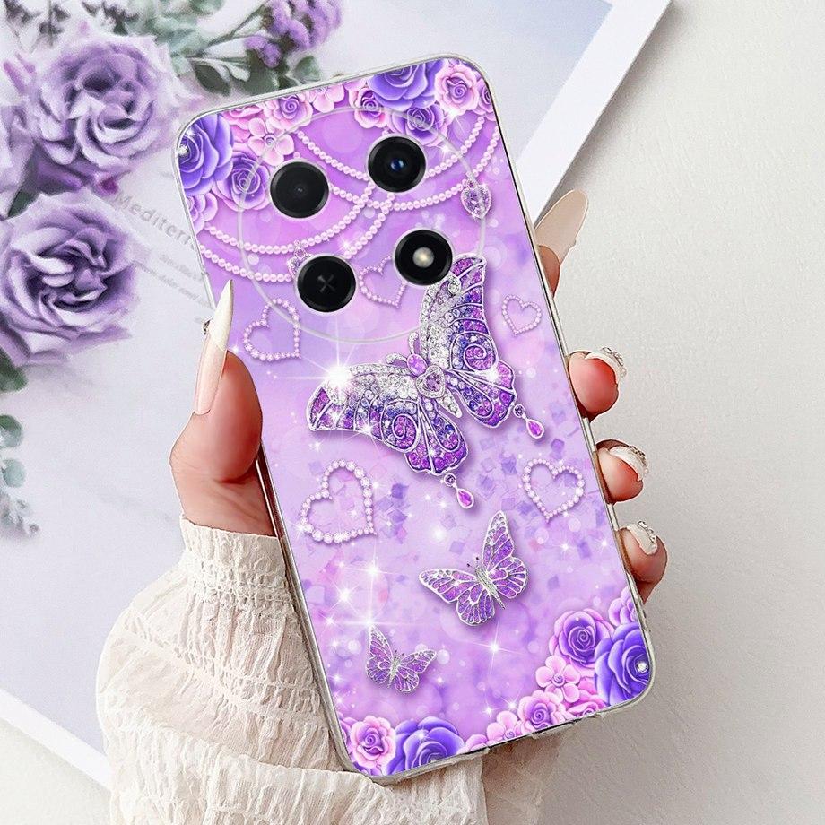 For Huawei Nova 13i / Nova 12i 4G Back Cover Girly Fashion Flower Butterfly Painting Case Soft TPU Clear Slim Silicone Fundas