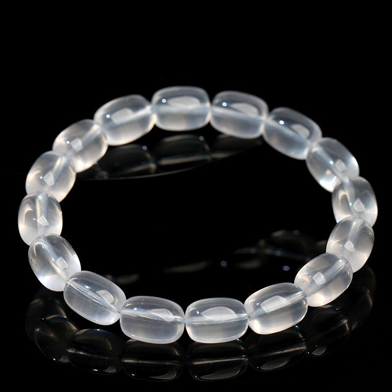 Hongchu Crystal Natural blue gauze milky white crystal barrel bead bracelet, ice starry milky white crystal barrel bead bracelet