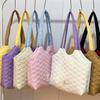Simple Quilted Love Women's Shoulder Bag Sweet Casual Girls Book Tote Bags Solid Color Large Capacity Female Handbags Purse